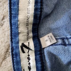 Seven mid rise skinny ankle spandex jeans distressed knees and frayed hem size 8